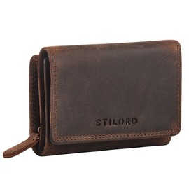 STILORD 'Bloom' Genuine Leather Wallet with Zip Modern Small Purse Women's Leather Mini Wallet RFID Purse Coin Compartment Purse Women with Gift Box, Crete - Brown, M, coin purse