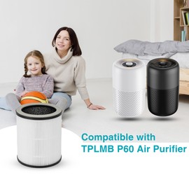 XBWW 2 Packs P60 True HEPA Replacement Filters Compatible with TPLMB/YARIKI P60 and Vhoiu KJ50 Air Cleaner Purifier, Part # P60-RF, 3-in-1 Filter of Pre-Filter,True HEPA Filter,Activated Carbon Filter