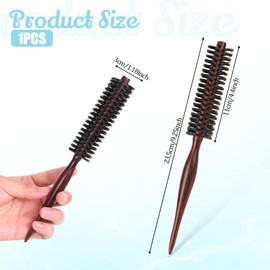 simarro Small Round Head Hair Brush, Boar Bristle Brush, Soft Natural Bristles with Wooden Handle, Suitable for Short Hairs, Fine Hairs Drying, Styling, Men's Beard Brushes, Restore Hair Shine