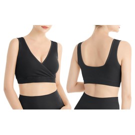 Lemef Pregnancy Nursing Sleep Bra Seamless Without Underwire Pack of 3, No padded, 1 x black