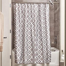 iDesign Trellis Fabric Shower Curtain - 72" x 72", Stone Gray/White