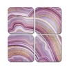 4 x Square Marble Effect Coasters - Art Pink Agate
