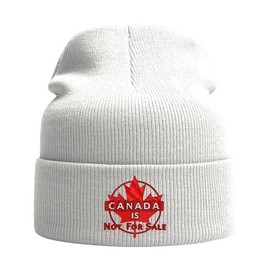 Canada is NOT for Sale Toque | Premium Warm Knit Canada hat, Canadian Made White Color Beanie with Embroidered Patch | Soft & Cozy Winter Hat | Unisex, Men & Women | Made in Canada Warm Beanie Hat