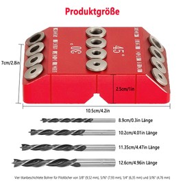 Holzdubel Drilling Template Furniture Construction: 3-in-1 Drilling Aid Vertical Drilling for 30°/45°/90° Multi-Angle Tilt Drilling Gauge Hole Row Drilling Template for Angled and Straight Hole