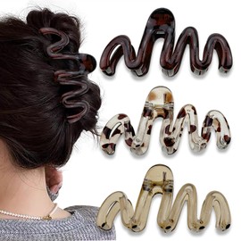 3PCS Large Claw Hair Clips for Women,Acrylic M Shapes Hair Claw Clips,for Girls Women Thick and Long Hair, Extra Large Claw Clips