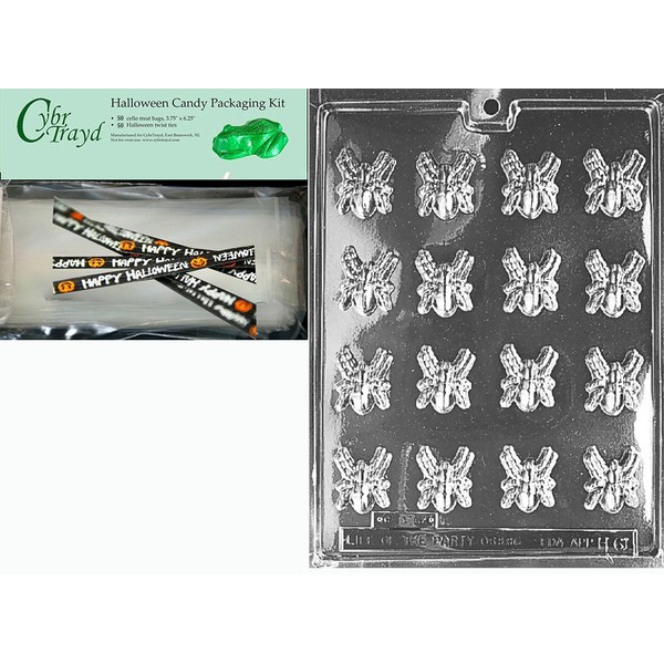 Cybrtrayd Halloween Chocolate Mold with Chocolate Making Supply Kit, Bite Size Spiders