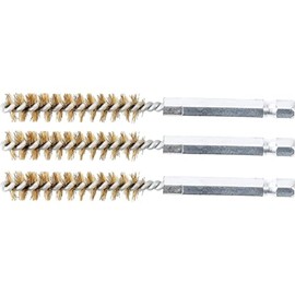 BGS 3078-10-M | Brass Brush | 3 Pieces | 10 mm | Drive External Hexagon 6.3 mm (1/4 Inch) | Hole Wire Brushes | for BGS 3078