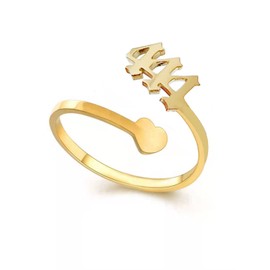 AJRUIER Angel Number Rings 111 222 333 444 555 666 777 888 999 Women Girls Adjustable Dainty Gold-Plated / Silver Plated Numerology Tarnish Resistant Rings, Stainless Steel