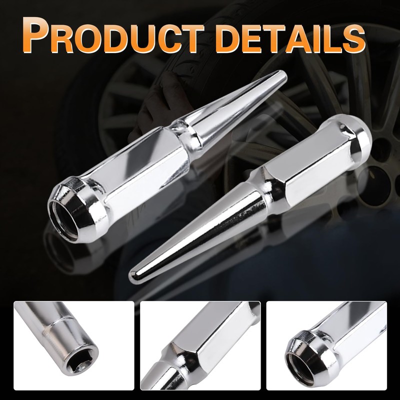 M14x2.0 Wheel Spike Lug Nuts & Cone/Conical Bulge Seat kit，Compatible