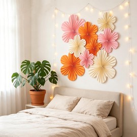 molicorl Outdoor Tissue Paper Flowers Hanging Fan Decorations