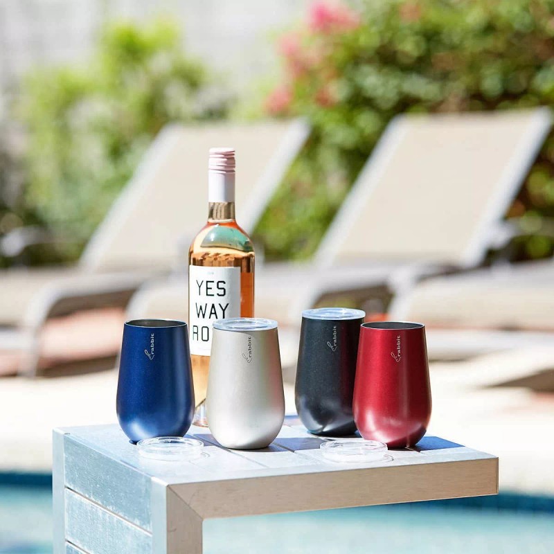 Rabbit 4 Vasos Con Tapa De Acero Inoxidable, 354 Ml,