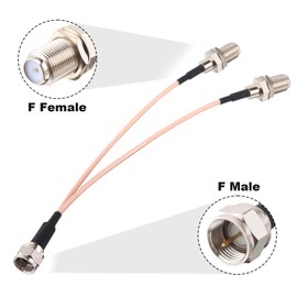 Kaunosta F-Type RG6 Splitter Coax Cable,75Ohm TV Antenna 3 Way Coax Splitter F Male to F Dual Female RG316 Coaxial Cable 15cm/6 inch for Cable Connection, TV, Satellite Receiver