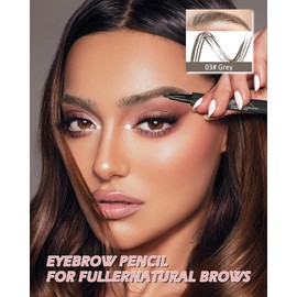 Grey Eyebrow Pencil, Liquid Eyebrow Tint Pen Waterproof Long- Lasting Smudge Proof, Precise Eye Brow Pencils with Hair Like Strokes Stamps Dye Mother's Day Gift for Women Brown- #03