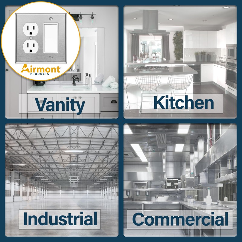 Standard Size Stainless Steel Outlet Covers, Duplex Receptacle and Rocker