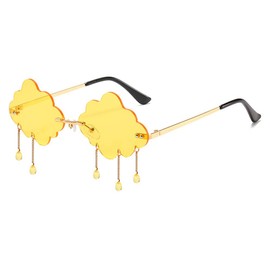 BOJOD Rimless Cute Sunglasses For Women Trendy Vintage Creative 90s Sunglasses Funny Cloud Shaped Disco Glasses YELLOW