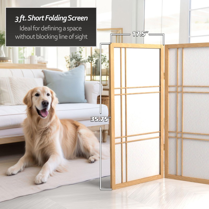 3 ft. Short Double Cross Shoji Screen - Natural -