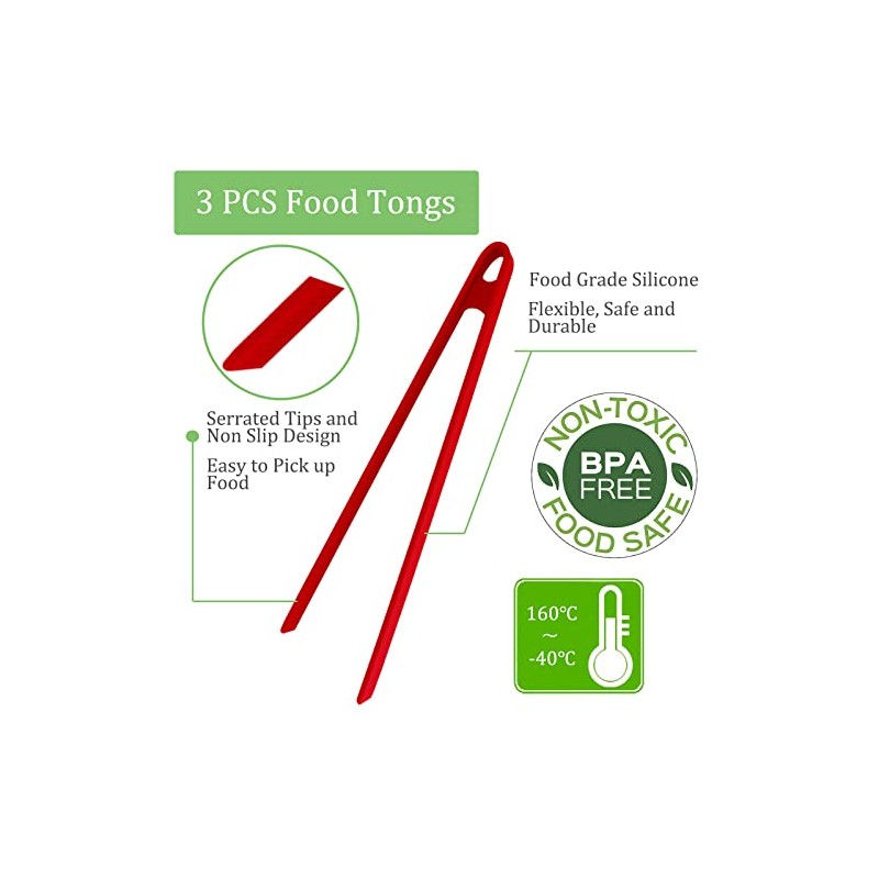 3PCS Silicone Kitchen Tongs Set - Perfect for Cooking &