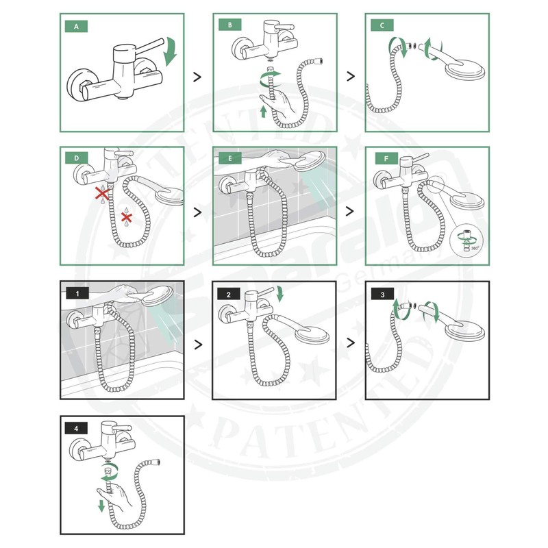 Shower Hose Bidet Reinforced Hose 2 m Stainless Steel 1/2