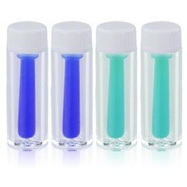 Kontaktlinsen Sauger Weiche Linsen, 4 Stück Kontaktlinsen Hilfe zum Einsetzen, Einfacher Silikon-Kontaktlinsen-Saugnapf mit Flasche für weiche Harte Linsen, Blau und Grün