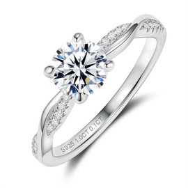 Yizone Moissanite Rings For Women Twisted Vine Rope Moissanite Wedding Engagement Rings 1CT 18K Gold Plated 925 Sterling Silver D Color VVS1 Promise Ring for Her Size 4.5-11