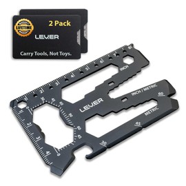 Lever Gear Toolcard Pro - 40 in 1 Credit Card Multitool. Slim, Minimalist Survival Card Wallet Tool Card. TSA Approved Multitool Card Pocket Tool. (Black, 2-Pack)