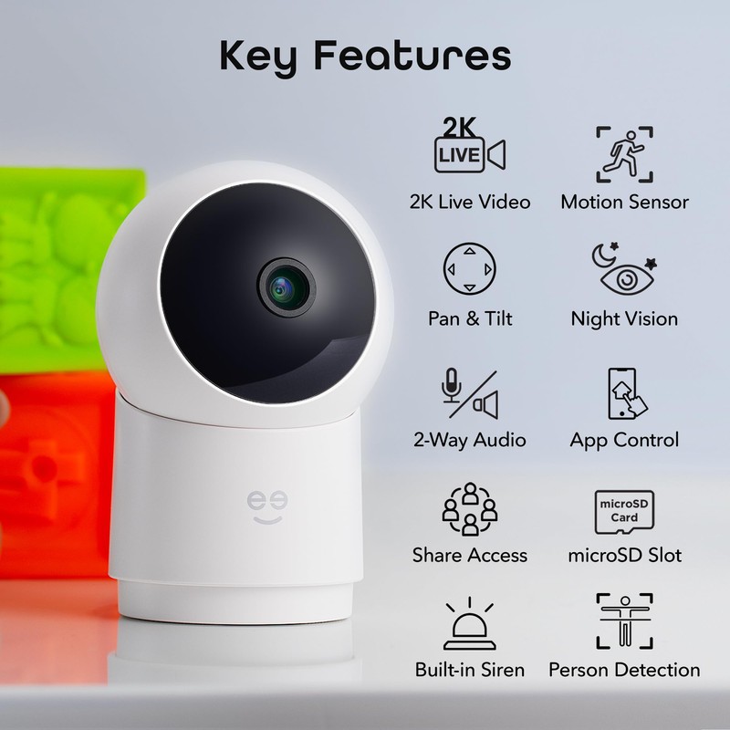 Geeni Scope 2K Auto Tracking Indoor Security Camera, Smart Wi-Fi
