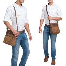 STILORD 'Kian' Shoulder Bag Men's Small Leather Vintage Shoulder Bag for Men Messenger Bag with Many Compartments Men's Bag for Hanging Made of Genuine Leather, Colorado - Brown, shoulder bag