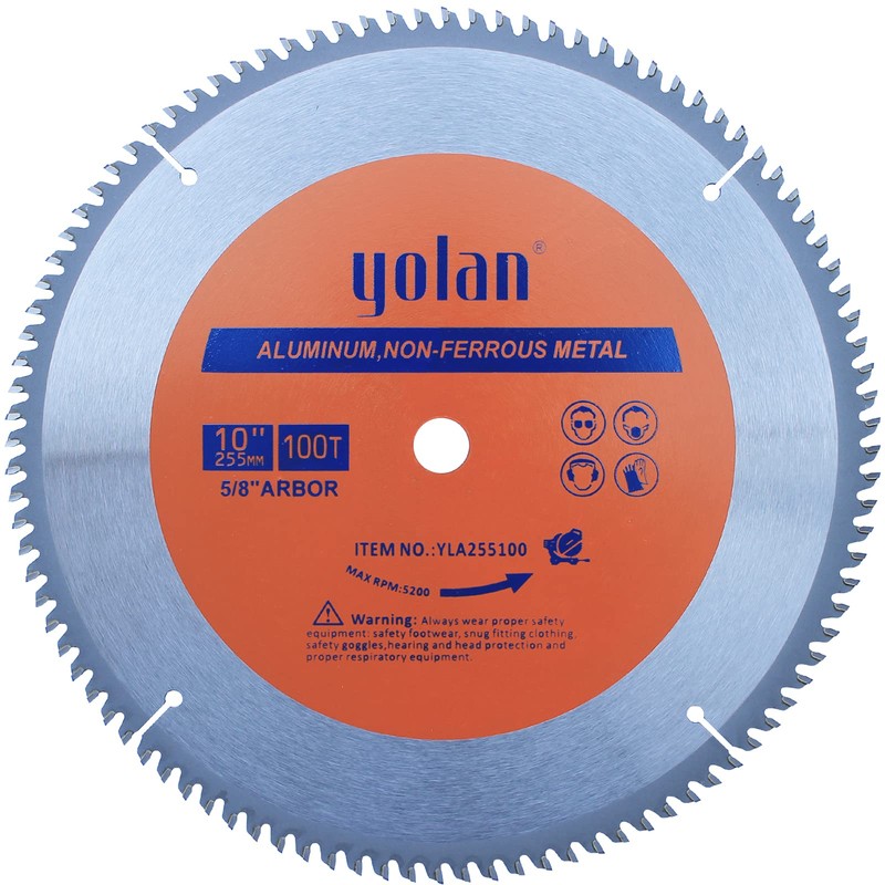 Yolan 10-Inch Aluminum Cutting Circular Saw Blade, 100T Carbide Tipped