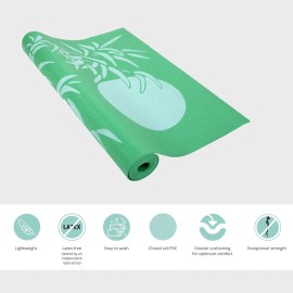 Gaiam Yoga Mat GREEN BAMBOO Thick 4mm Non Slip Exercise Mat 68"x24 Durable NWT