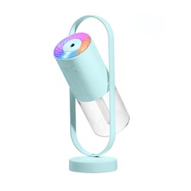 Wireless Humidifier 360 Degree Rotary Fine Mist Low Noise USB Charging with Projector Light for Home Car Office Light Blue