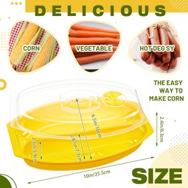 SiliFine 1 Pcs Microwave Corn Steamer with Lid Fast & Easy Steam Cooker for Corn on The Cob & More, 2 Pieces at Once, Vented Lid, Dishwasher Safe, Microwave Vegetable Dishes Steamer Kitchen (Yellow)