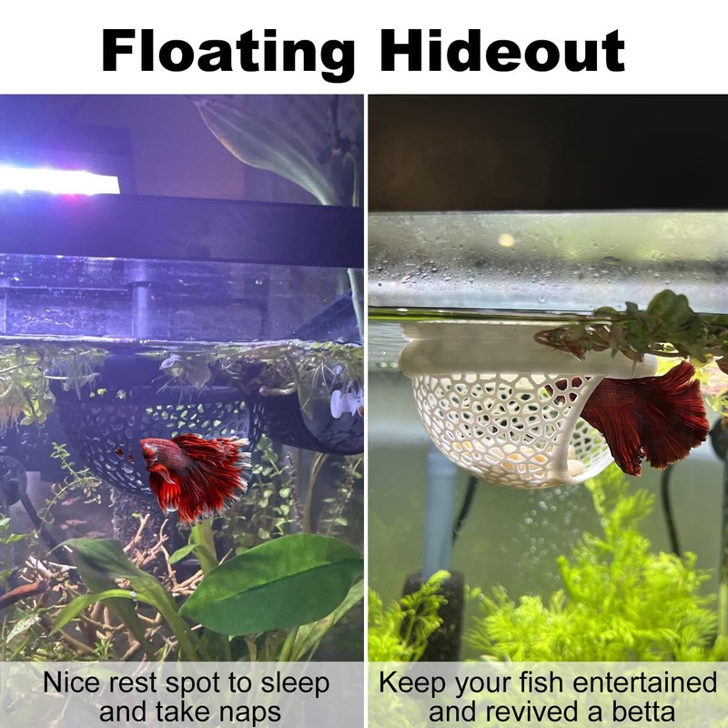Betta Floating Feeder and Hideout, Aquarium Cave, Hammock, Decor, Beta