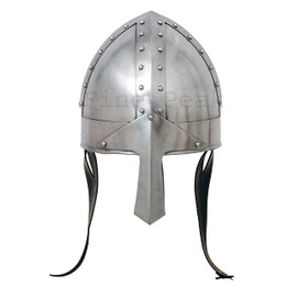 Fine Peak Medieval Nasal Norman Helmet - Silver Reenactment, LARP and Cosplay Armor for Viking, Knight and Spartan Costume