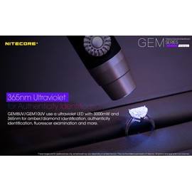 NITECORE GEM10UV Gem Identification Flashlight with Ultraviolet LED, Black