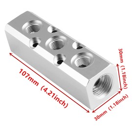XMHF 3 Way Pneumatic Manifold Air Distribution Block, Compressed Air Manifold Pneumatic Block, Air Coupler Fast Connector for Pneumatic Air Compressor