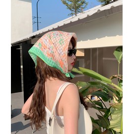 [MEMECLE] Floral retro scarf Green 3