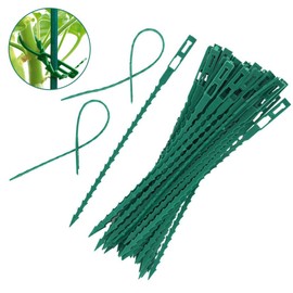 Tumnea Adjustable plant ties, green plant ties, plastic cable ties, plant wire, plant clamps - 50 pieces