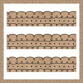 Leinuosen 50.5 ft Bulletin Board Border 44 Pcs Squiggles and Dots Die Cut Border Trims with 20 Sheet Glue Point Dots Bulletin Back to School Decoration for Classroom School Office(Burlap)