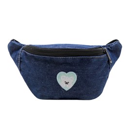 Cute Denim Funny Pack Small Canvas Waist Bag Denim Belt Bag Crossbody Purse for Little Girls Boys