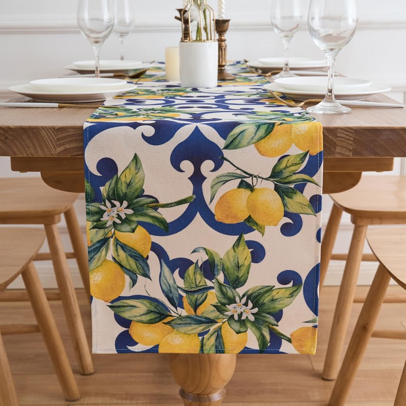 Table Runner Lemon Table Runner Blue Table Runner Polyester Lemon