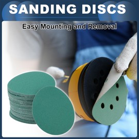 INFINAUTO Sanding Discs, 3inch 120 Grit Automotive Repair Round Hook and Loop Sandpaper Polyester Film Green, 50 Pcs