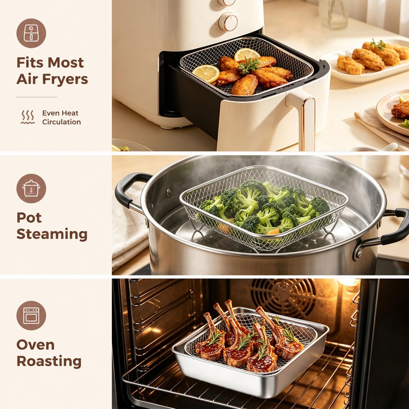 Homikit Air Fryer Rack, 3Pcs Stainless Steel Air Fryer Accessories,