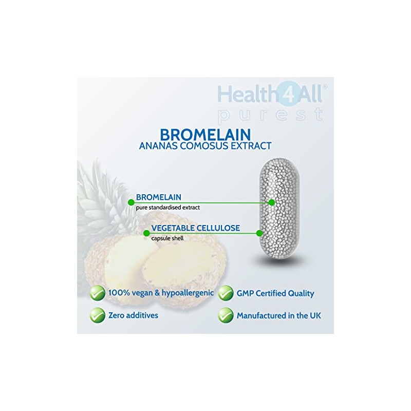 Bromelain 1200gdu 60 Capsules (V) Purest- no additives. Vegan Capsules