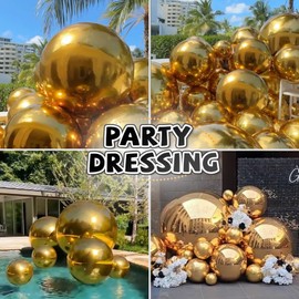 23.6in Inflatable Mirror Ball, Big Shiny Balls Inflatable Silver/Gold/Iridescent, PVC Hanging Large Disco Ball Decor for Big Party, Concerts, Stage, Wedding Decoration (1 Piece,Without Air Pump)