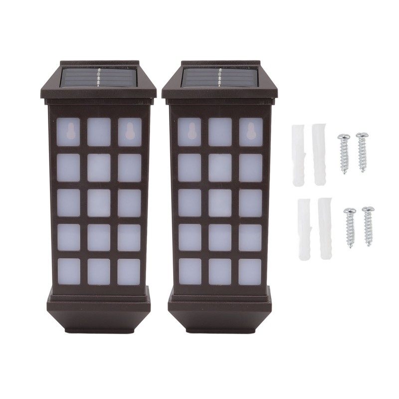 2 Sets Solar Wall Sconce LED White Light Intelligent Control