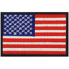 QPS AMERICAN USA FLAG BLACK BORDER EMBROIDERED PATCH  | 4PC IRON ON OR SEW   3"x2"