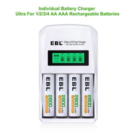 EBL Rechargeable AA AAA Batteries with 907 Individual Battery Charger - style: 16 x AA (2800mAh) + 907 Battery Charger