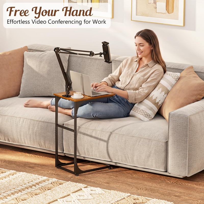 Floor Kindle Phone Tablet Stand with End Table for Overhead
