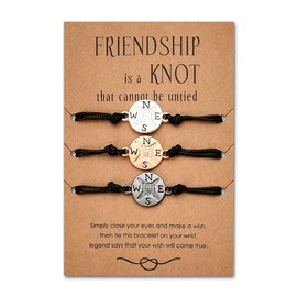 Best Friend Friendship Gifts for Friends Compass Bracelets for 3 Sisters Birthday Gifts from Sisters Matching Bracelets for 3 Friends Besties Long Distance Friendship Gifts for Men Women