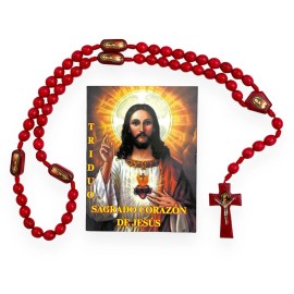 Triduo al Sagrado Corazon de Jesus Libro Oraciones Spanish Book Wood Rosary